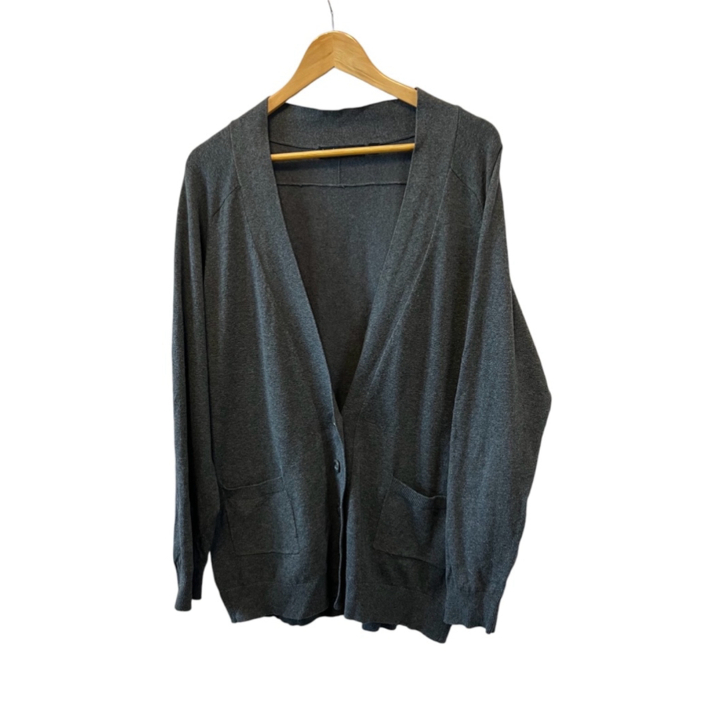 Kersh Gray V-Neck Cardigan Sweater